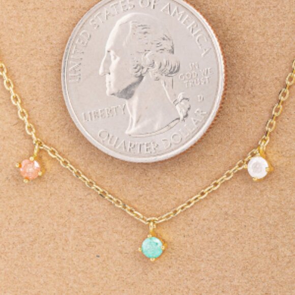 5 Stone Drop Necklace - Picture 2 of 2